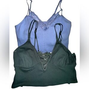Aerie Bralette Set of Two Olive Green and Blue Size S